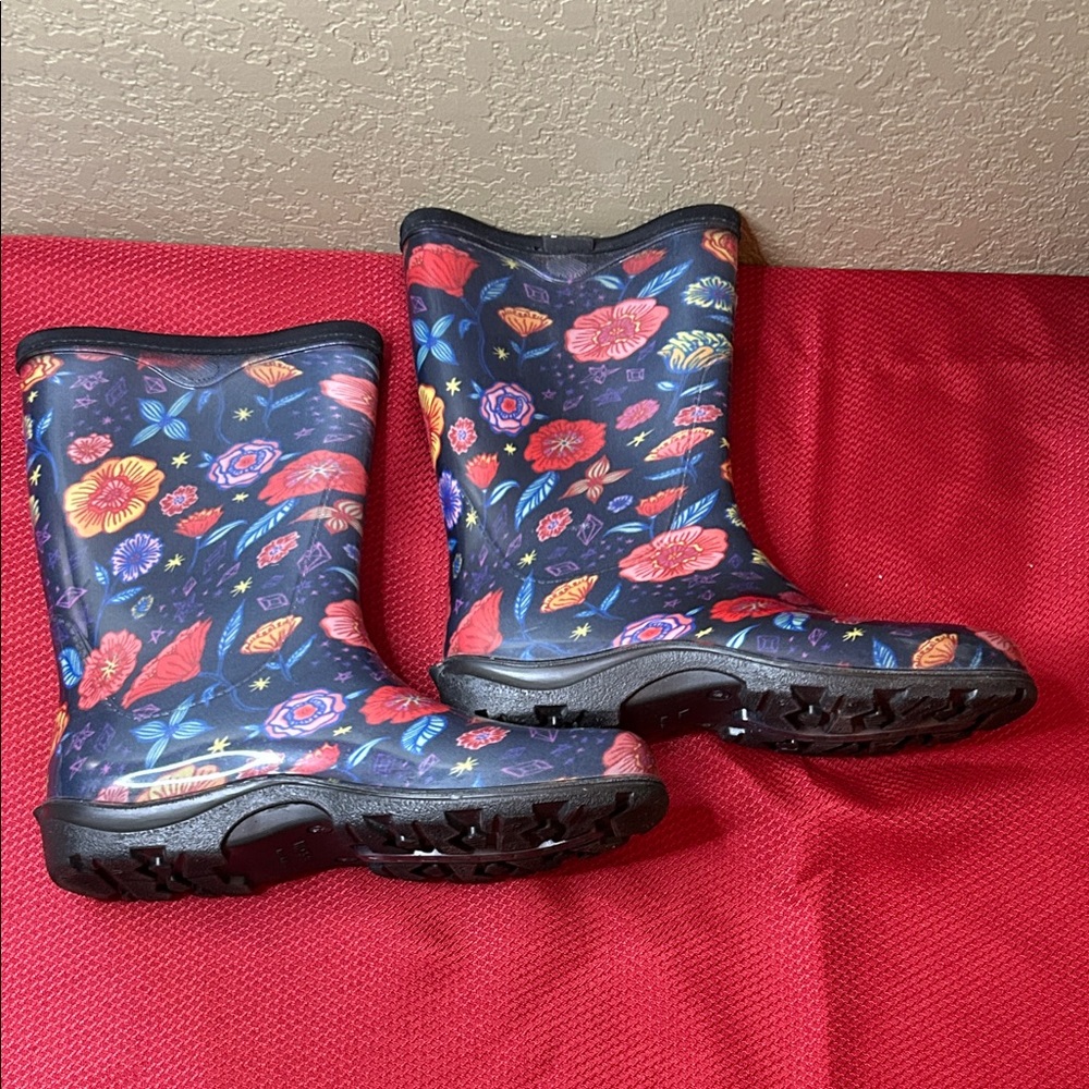 Sloggers Women's Floral Blue Rain Boots Size 9 sku#139 - Picture 7 of 16